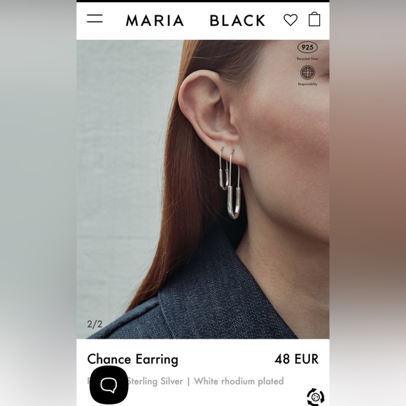 MARIA BLACK Single Silver Chance Paperclip Earring - Picture 7 of 7